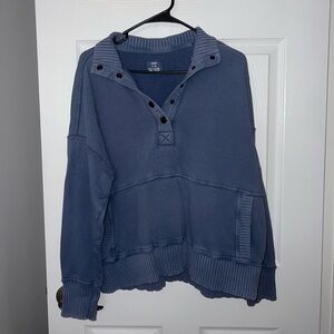 Aerie 3/4 snap blue sweatshirt